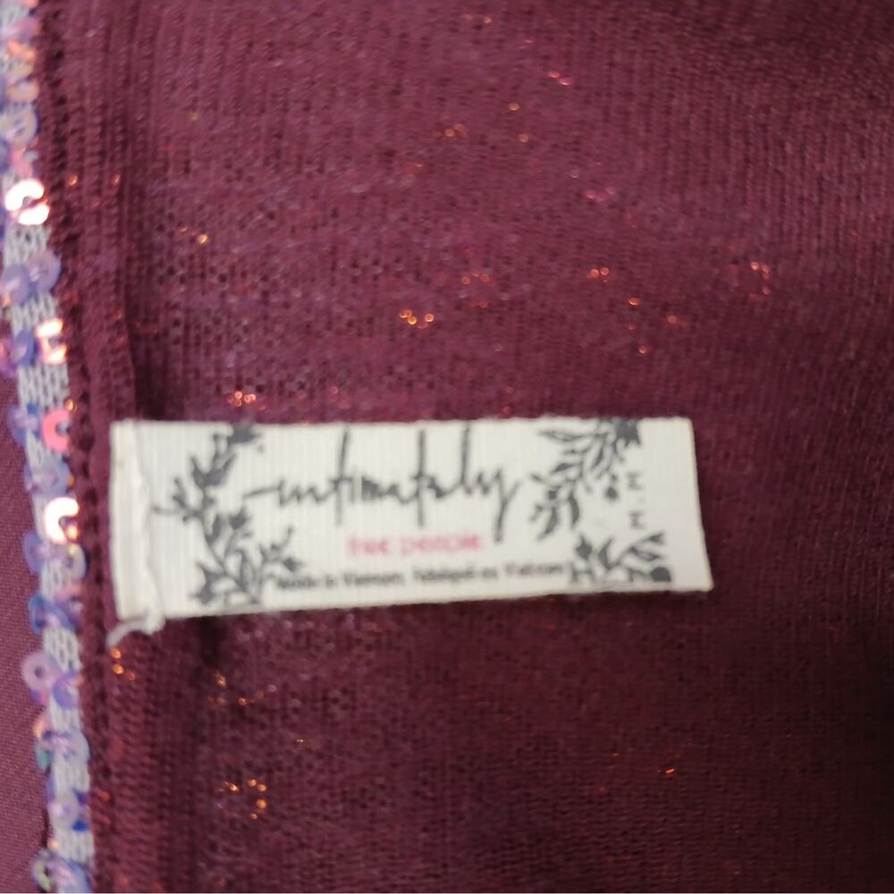 Free People SZ M Turn It On Cami Merlot Sequin Embellished Inset OB1064843 - Picture 4 of 8